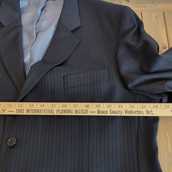 Jack Victor Blue Black Pinstripe Wool Blazer Suit Jacket - Picture 6 of 11